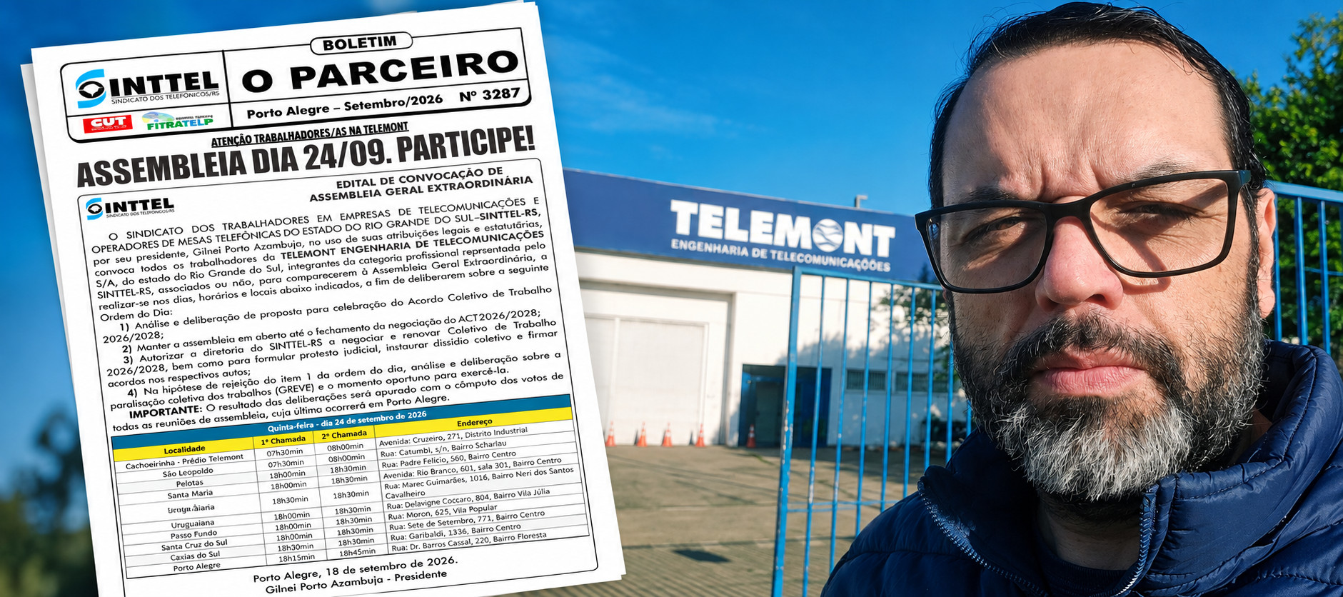 TELEMONT: SINTTEL-RS LEVA INFORMAÇÃO AOS TRABALHADORES E MOBILIZA PARA ASSEMBLEIA