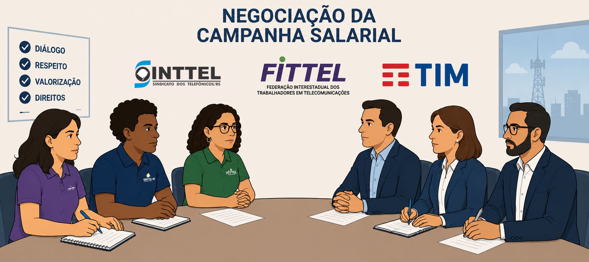 TIM: PROPOSTA DO ACT 2026/2028 AVANÇA NA JORNADA, SALÁRIOS E BENEFÍCIOS